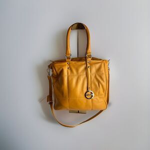 Innue Italian Leather Golden Yellow Tote Bag Vintage Colorful 45-06